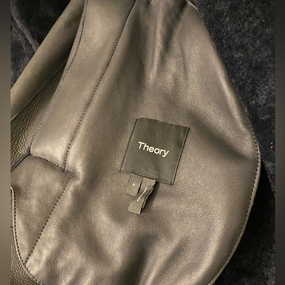 Theory lamb leather shearling fur trench coat new NWT - Picture 7 of 12